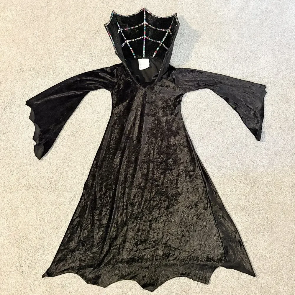 Spider Witch Costume Girls 4-6 Spencer Gifts Sequin Black 2010 Halloween Vampire
